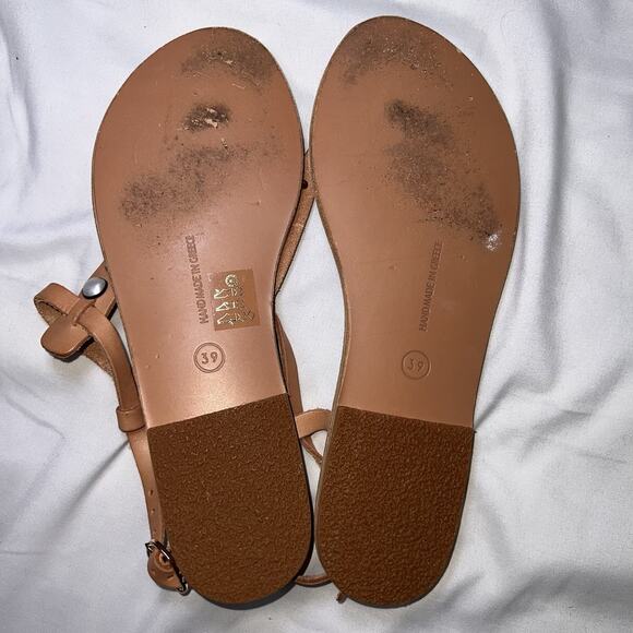 Ancient Greek Sandals Eu Size 39 US 8.5 Beige Studded Thong Ankle Strap Casual - Picture 9 of 11